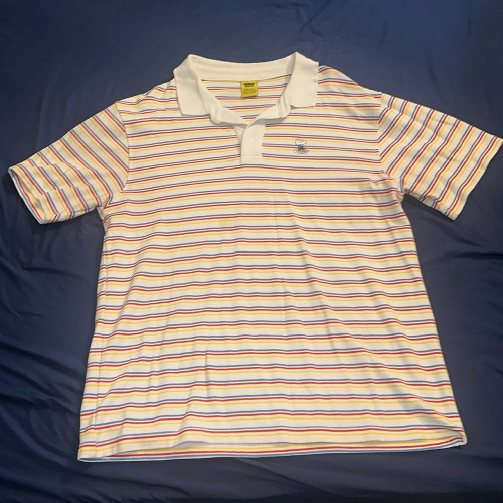Worble men’s T-shirt with collar, size xl-xxl, blue, red, yellow, white.